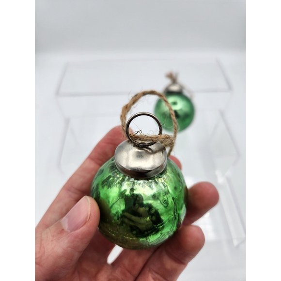 Vintage Kugel Style Green Crackle Mercury Glass Ball Christmas Ornament - Picture 4 of 7
